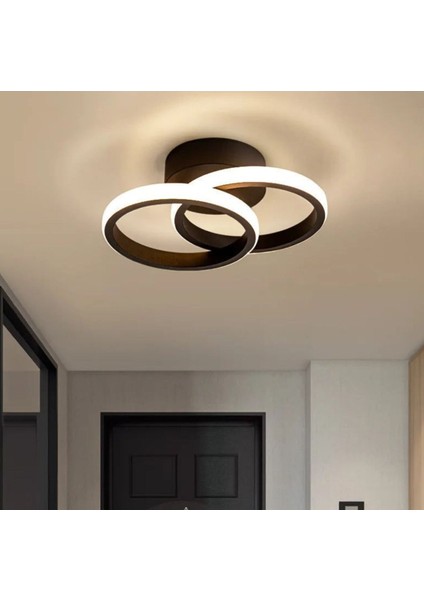 Modern Tasarım Ring Plafonyer Tavan LED Avize Siyah Gövde Power Salon Hol Mutfak Oda Ledli Avize