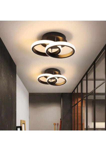 Modern Tasarım Ring Plafonyer Tavan LED Avize Siyah Gövde Power Salon Hol Mutfak Oda Ledli Avize