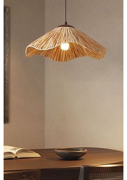 Rattan Bambu Hasır Makrome Sarkıt Avize Dalgalı