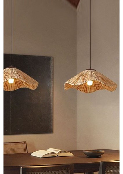 Rattan Bambu Hasır Makrome Sarkıt Avize Dalgalı