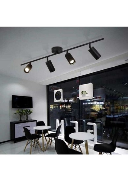 Modern Siyah 4'lü LED Spot Set, Mutfak ve Kafe İçin Şık Aydınlatma