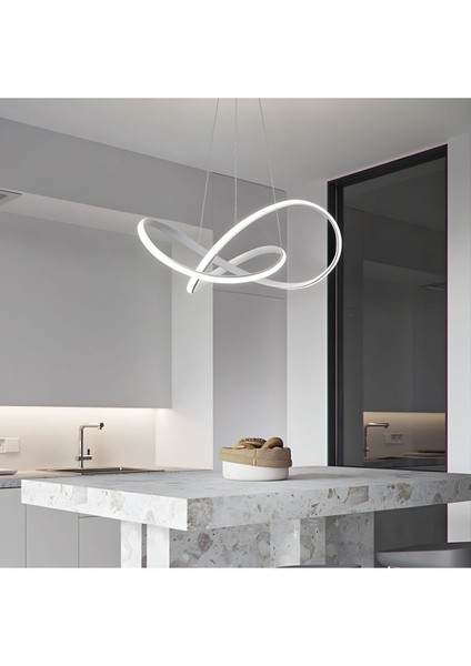 Sonsuzluk Model Tekli Sarkıt LED Beyaz Işık Ultra Power LED Avize Salon Mutfak Oda Hol Ledli Avize