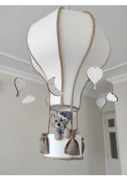 Şeffaf balon avize, modern ve şık aydınlatma, kumaş malzeme, ledli, 1 başlıklı