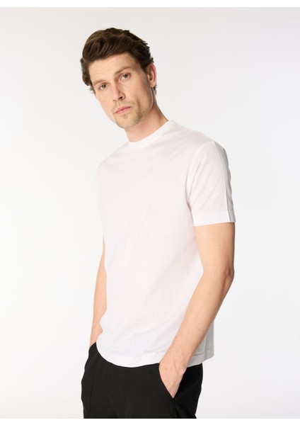 Bisiklet Yaka Kırık Beyaz Erkek T-Shirt WJ30.ZJ80.U010