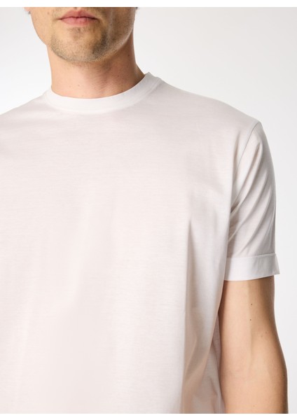 Bisiklet Yaka Kırık Beyaz Erkek T-Shirt WJ30.ZJ80.U010 fırsatları