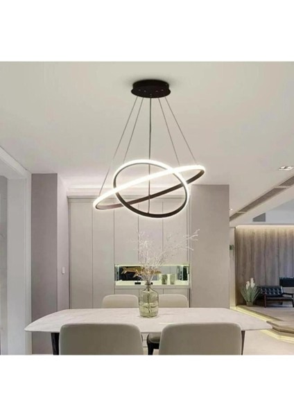 Robin 2'li Siyah Modern Ultra Süper Beyaz Ledli Avize