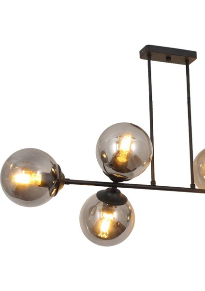Füme Camlı 6'lı Siyah Modern Dekoratif Avize, Metal Materyal, 10x11 Boyut modelleri