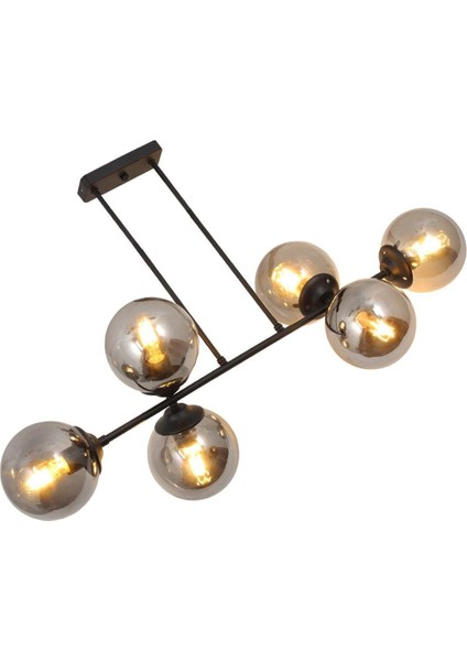 Füme Camlı 6'lı Siyah Modern Dekoratif Avize, Metal Materyal, 10x11 Boyut fırsatları