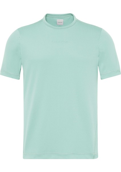 lvgms5k159pwb-wo - su yeşili yuvarlak yaka normal düz erkek t-shirt