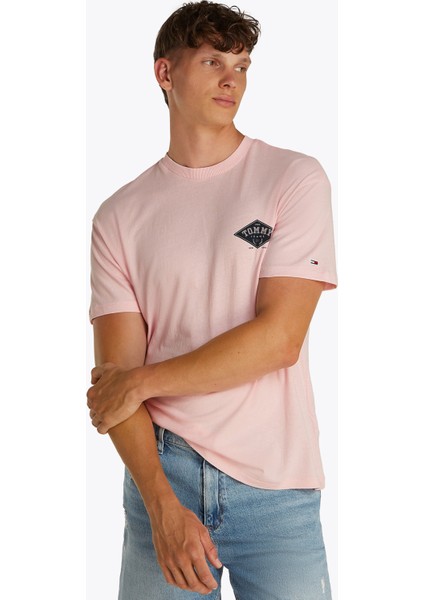 Bisiklet Yaka Pembe Erkek T-Shirt DM0DM20806TH3 Tjm Rlx Varsıty Grph
