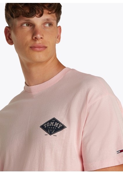 Bisiklet Yaka Pembe Erkek T-Shirt DM0DM20806TH3 Tjm Rlx Varsıty Grph