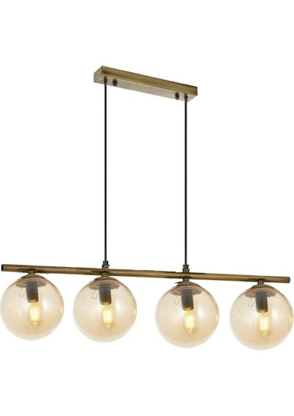 Modern 4’lü metal cam sarkıt avize, şık ve zarif tasarım