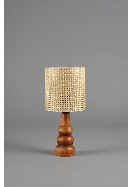 Avela Ahşap Abajur Naturel-Rattan (14X14X32 Cm)