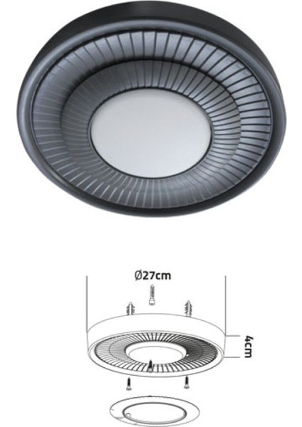 Modern LED Avize Antrasit 20 Watt Sıva Üstü LED Panel Tavan Armatürü