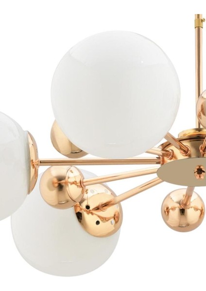 Nairobi 6'lı Gold Kasa Beyaz Glop Camlı Modern Avize, Metal, 6 Ampüllü, Şık ve Şık Tasarım fırsatları