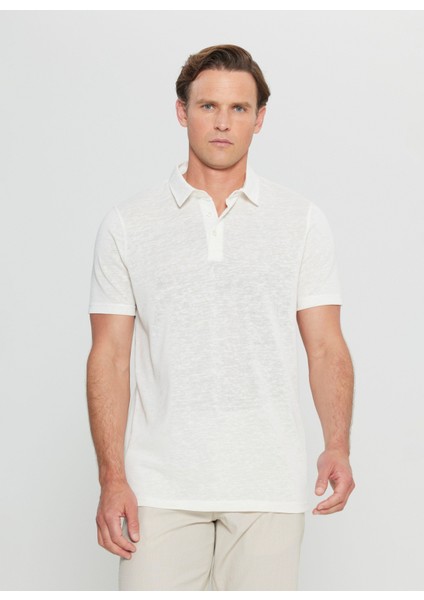 Polo Yaka Düz Ekru Erkek T-Shirt ACE091252045_EKR