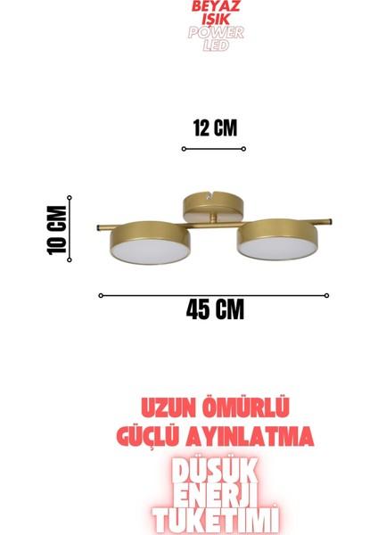 Tual Salon Yatak Odası Giyinme Odası Mutfak Beyaz Işık Ledli Eskitme Renk 2 Li LED Avize