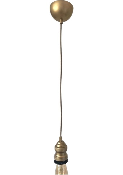 Sarkıt Lale Duy Zigzag Kumaş Kablo Dekoratif (Avize Başlığı Takılabilir Duy) 70 cm Metal