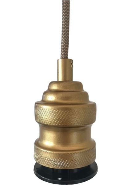 Sarkıt Lale Duy Zigzag Kumaş Kablo Dekoratif (Avize Başlığı Takılabilir Duy) 70 cm Metal