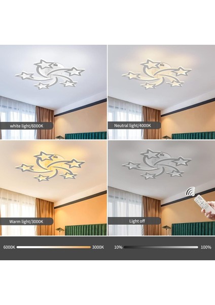 Qcyuui Kısılabilir LED Tavan Lambası 60W Modern Akrilik