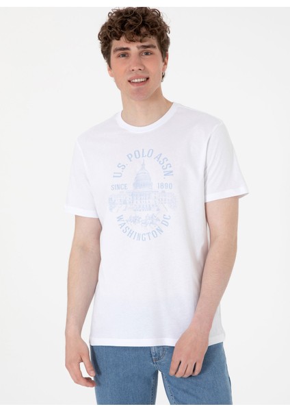 Bisiklet Yaka Beyaz Erkek T-Shirt Wahıng