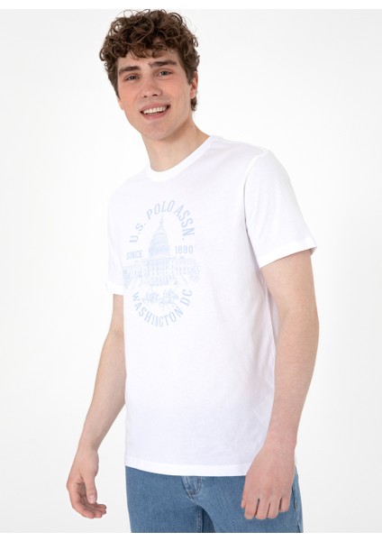Bisiklet Yaka Beyaz Erkek T-Shirt Wahıng