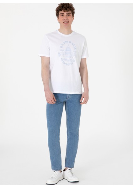 Bisiklet Yaka Beyaz Erkek T-Shirt Wahıng