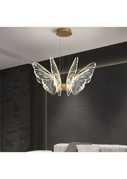 Exclusive Collection Luxury Modern Kelebek Sarkıt LED Avize Gold Sarı Kademeli 3 Renk