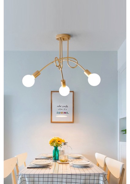Marla Modern Gold Eskitme Rengi Tasarım Üçlü Avize