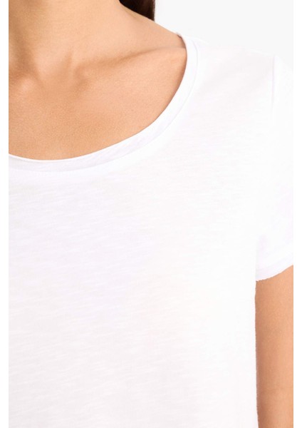 Regular Fit Yuvarlak Yaka Basic Düz Kısa Kollu Beyaz Tişört K1508AZ25SM indirimleri