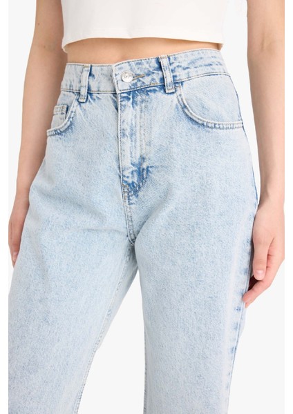 Straight Wide Yırtık Detaylı Yüksek Bel Uzun Jean Yıkamalı Pantolon E8016AX25SM indirimleri