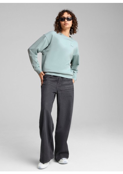 69089867 Ess Elevated Comfort Crew Nane Yuvarlak Yaka Regular Fit Düz Kadın Sweatshırt modelleri