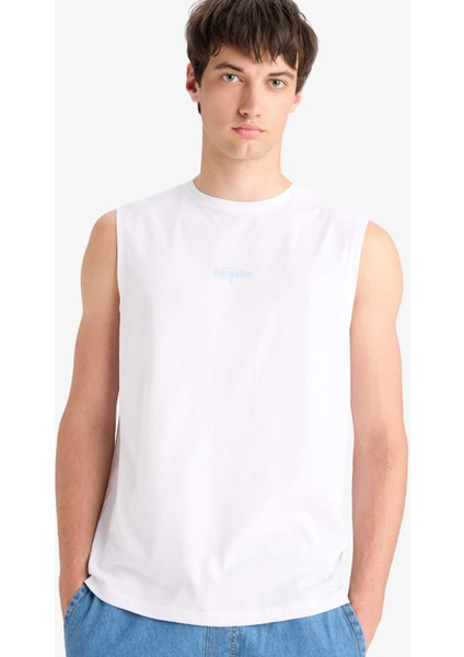 %100 Pamuk Regular Fit Bisiklet Yaka Baskılı Atlet E5188AX25SM