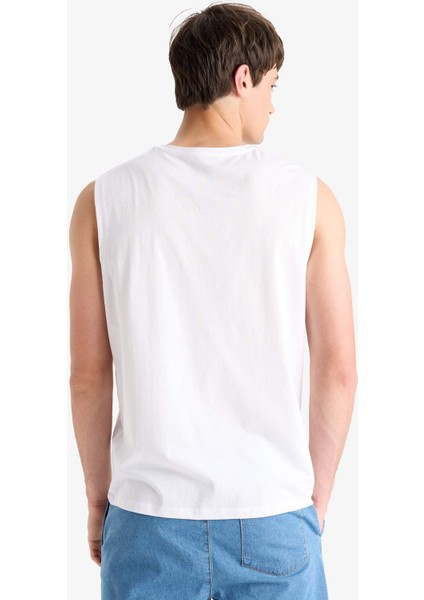%100 Pamuk Regular Fit Bisiklet Yaka Baskılı Atlet E5188AX25SM