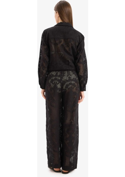 Dantelli Esnek Belli Beyaz Plaj Pantolonu-Fall in Love D9767AX25SM