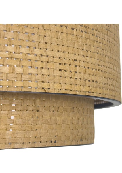 Modern Doğal Hazeran Rattan 2 Katlı Hasır Avize