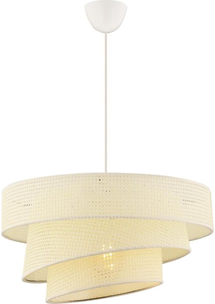 Krem Hazeran Üç Katlı Merdiven Model Rattan Avize