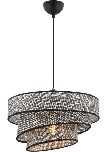 Siyah Hazeran Üç Katlı Merdiven Model Rattan Avize