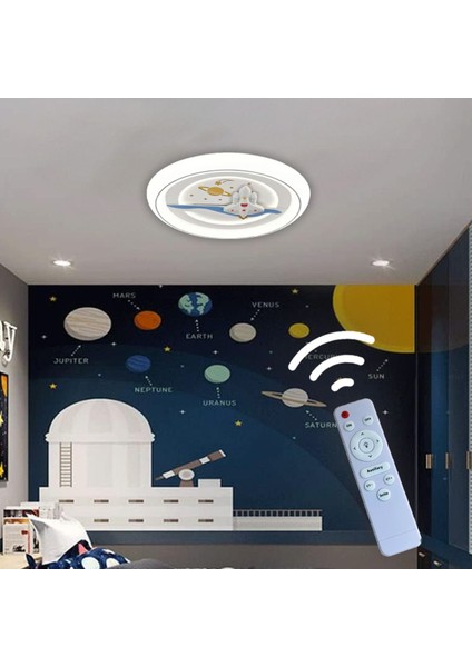 Erkek Çocuk Odası Plafonyer LED Avize Kumandalı 3 Renk