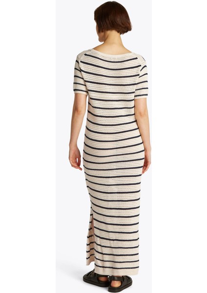 Yuvarlak Yaka Beyaz Midi Kadın Elbise WW0WW444890FB fiyatları