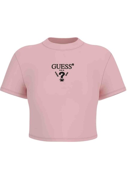 V4YI20KCDH1G66B Colette Crop Tee Pembe Yuvarlak Yaka Box Fit Desenli Kadın T-Shirt