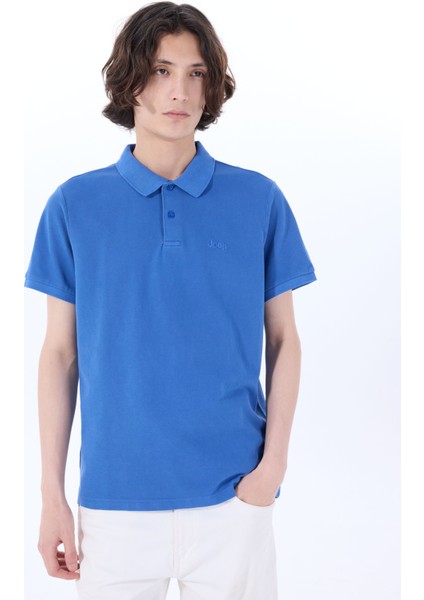 Düz Saks Erkek Polo T-Shirt J4SM-TST7232