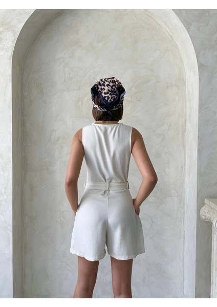 Kuşaklı Şortlu Tulum