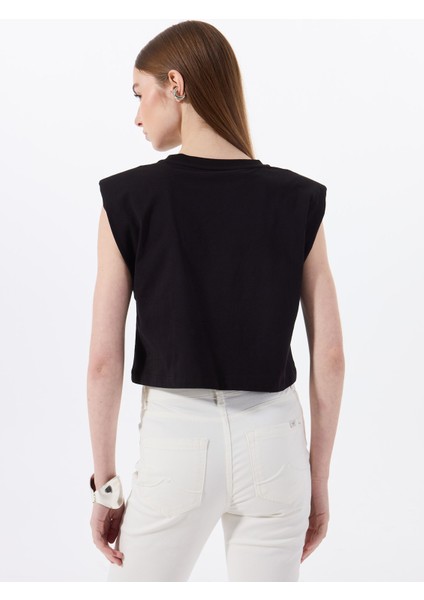 Bisiklet Yaka Düz Siyah Kadın T-Shirt M5SL-TST1170 indirimleri