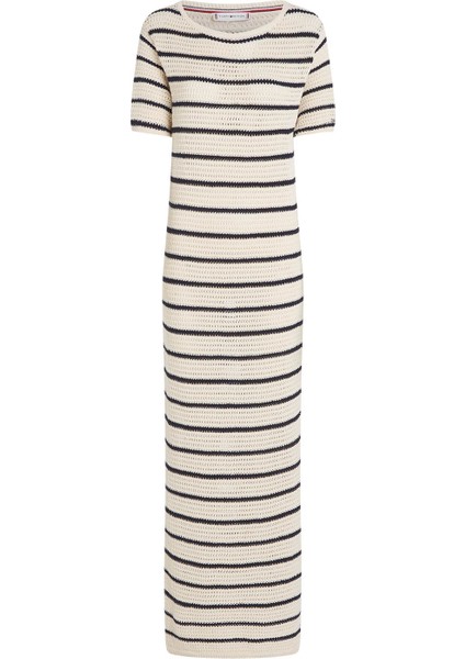 Yuvarlak Yaka Beyaz Midi Kadın Elbise WW0WW444890FB modelleri