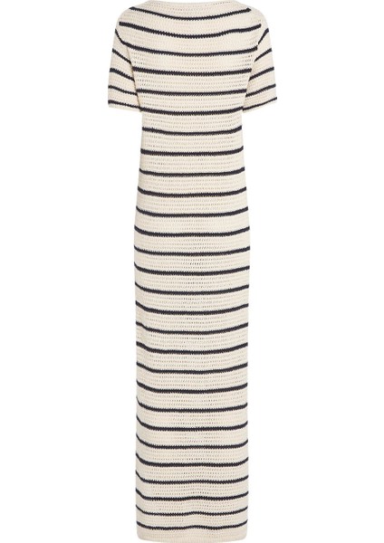 Yuvarlak Yaka Beyaz Midi Kadın Elbise WW0WW444890FB fırsatları