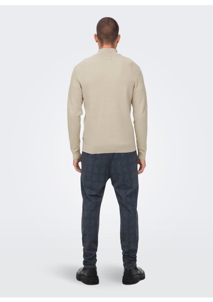 Normal Düz Ekru Erkek Kazak Onsphıl Reg 12 Struc Half Zıp Knıt indirimleri