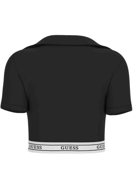 V5GP07KCSA2JBLK New Alıne Top Tee Siyah Polo Yaka Standart Desenli Kadın T-Shirt