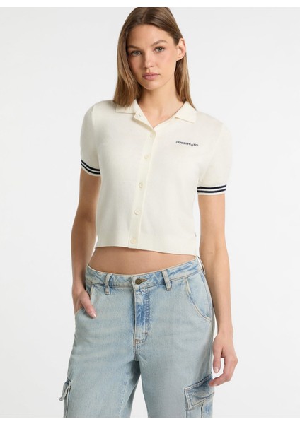 Beyaz Kadın Hırka Gj Ss Guess J Polo C - Rec Poly Che