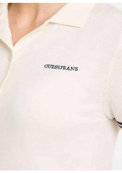 Beyaz Kadın Hırka Gj Ss Guess J Polo C - Rec Poly Che